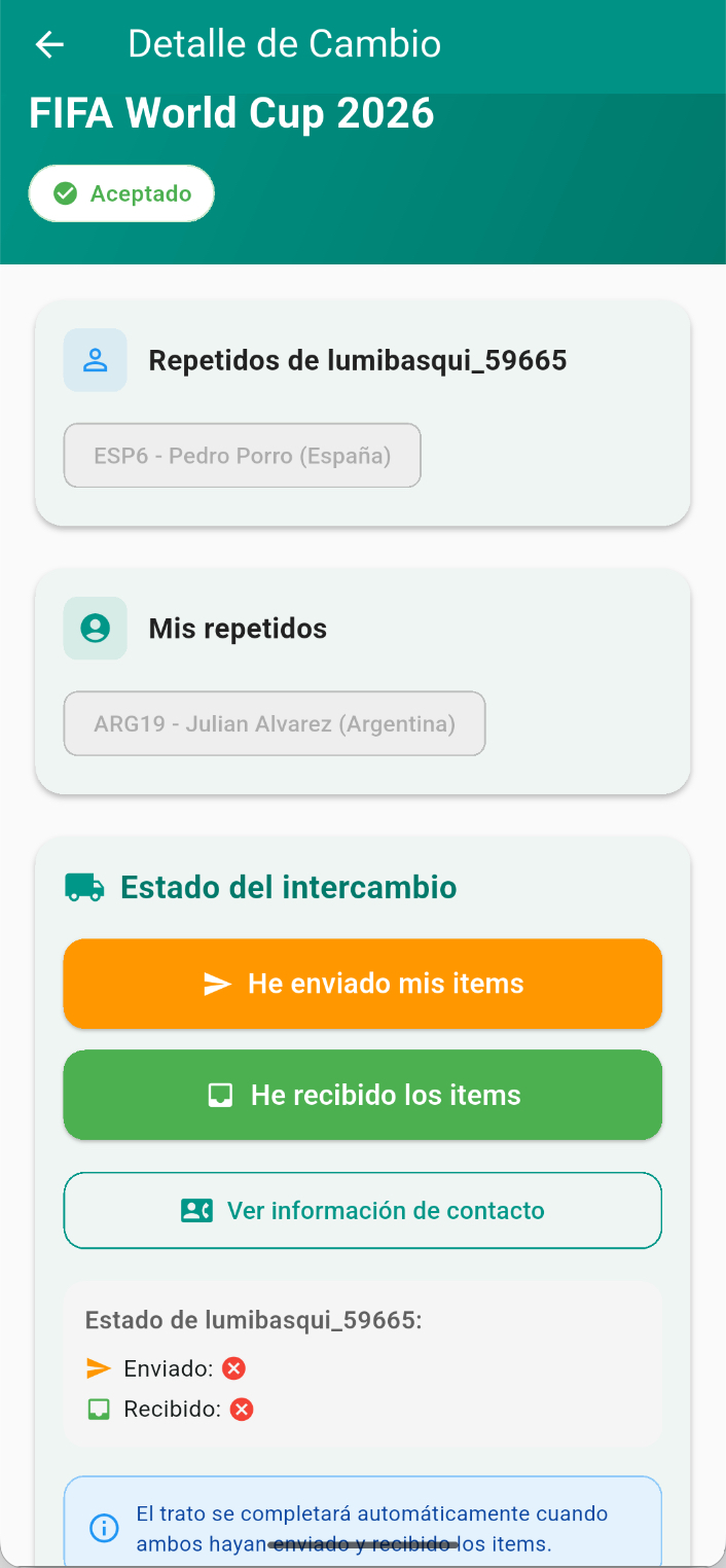 Cambio preparado para enviar