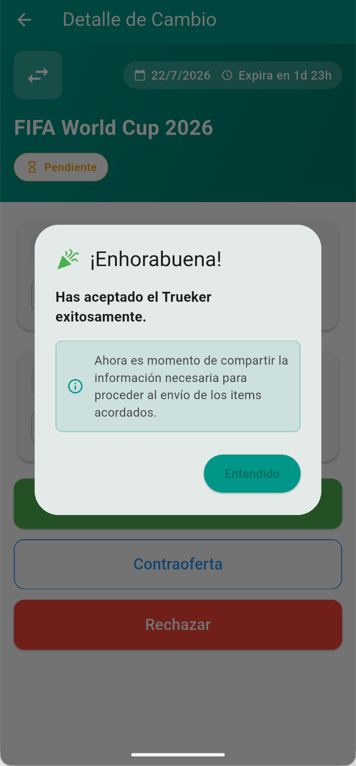 Cambio aceptado por otro coleccionista